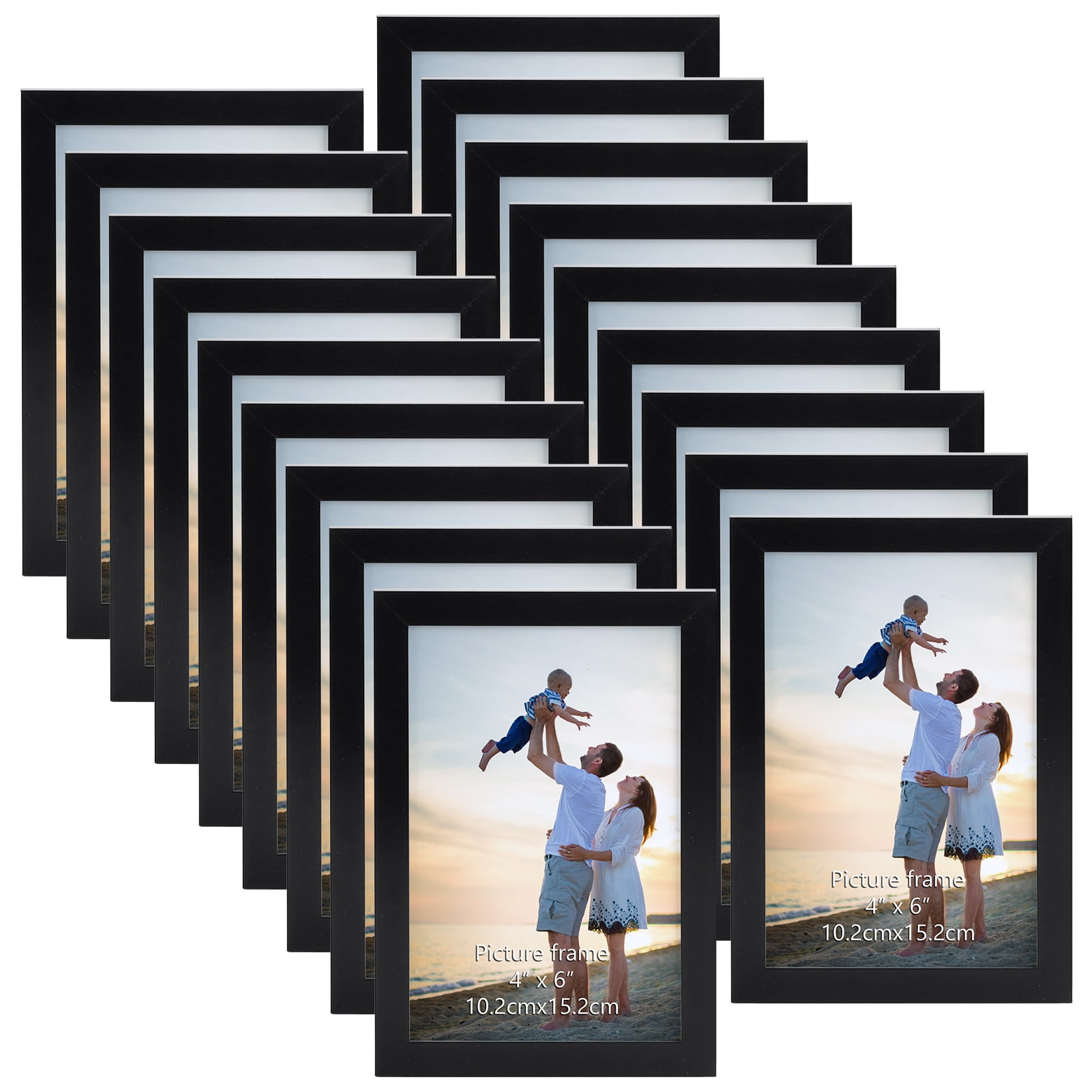 18 Pack 4x6 Picture Frames, Black 4 by 6 Photo Frame for Wall Mount or