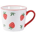 thumbnail image 1 of Taza de café grande de cerámica de 350 ml, taza de té blanca con diseño de fresas, juego de 1, sopa, té, cereales, helado, apta para lavavajillas y microondas, 1 paquete brillar Hogar, 1 of 3