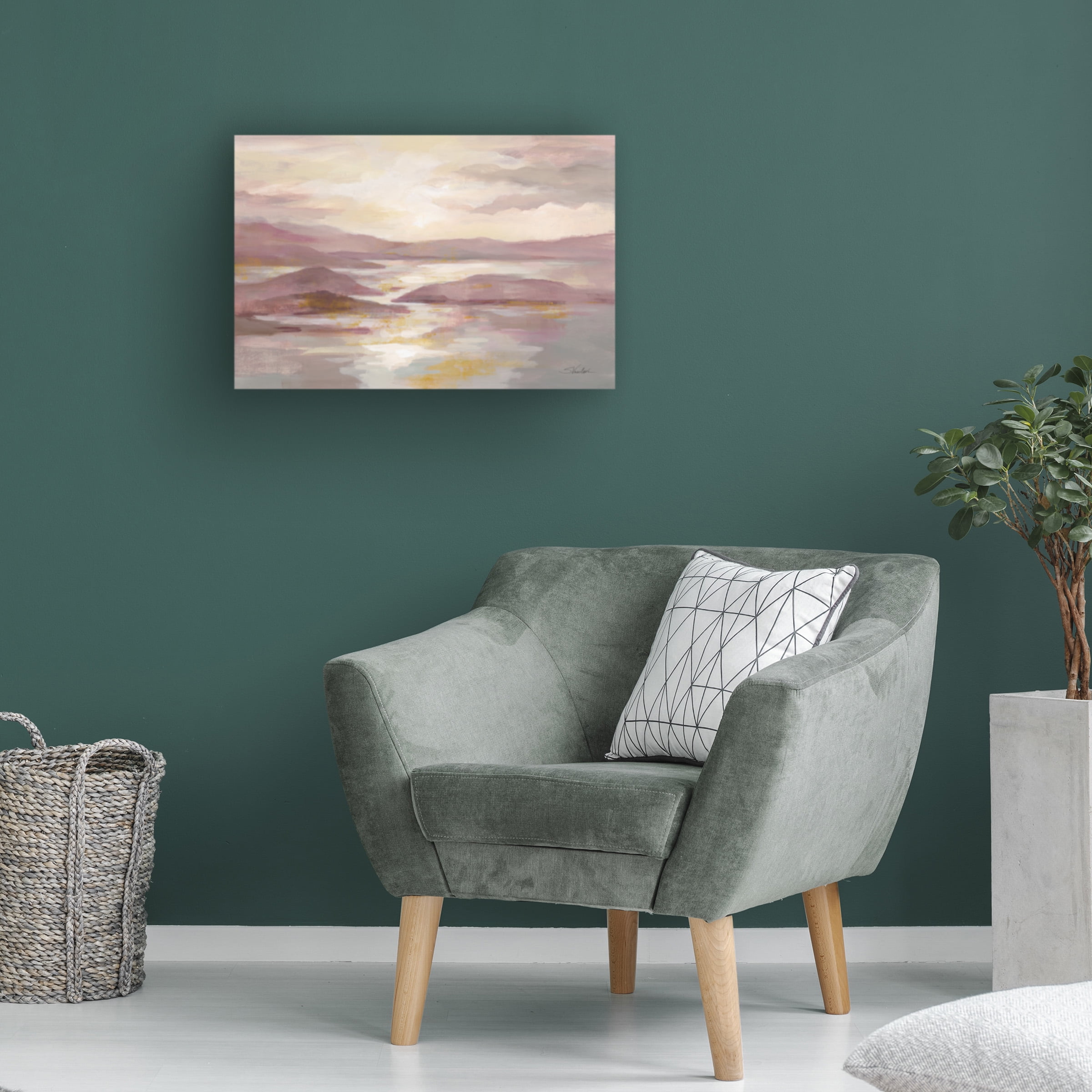 Silvia Vassileva 'Pink and Gold Landscape' Canvas Art