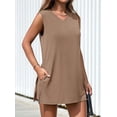 thumbnail image 6 of Women'S 2 Piece Shorts Sets V Neck Long Tank Tops High Waisted Loose Fit Matching Travel Outfits Khaki S, 6 of 8