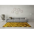 thumbnail image 3 of Ahgly Company Machine Washable Indoor Rectangle Checkered Yellow Modern Area Rugs, 3' x 5', 3 of 4