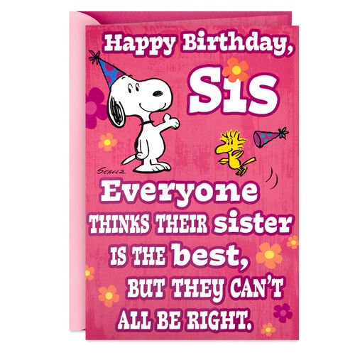 Peanuts Snoopy And Woodstock World S Best Sister Pop Up Birthday Card Walmart Com