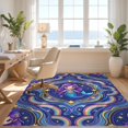 thumbnail image 3 of Design&I 6'x9' Washable Area Rug Purple Kawaii Ocean Wave Border Mermaid Starfish Motif Balanced for Living Room, Family Indoor, Oversized Skid-Resistant, 3 of 7