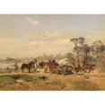 thumbnail image 2 of Wilhelm Velten 14x11 Black Ornate Wood Framed Double Matted Museum Art Print Titled: Axis Break on the Street to Rothenburg (Approx. 1880-90), 2 of 5