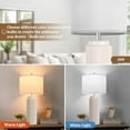 thumbnail image 5 of 28’’ Farmhouse Ceramic Table Lamps Set of 2 for Living Room, Cream Vintage Bedside Table Lamps with White Linen Shade, Rustic Nightstand Lamps for Bedroom Home Office End Table Dorm, 5 of 7