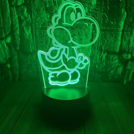 

TIMPCV Mario Super Yoshi 3D LED Optical Illusion Bedroom Decoration Table Lamp with Remote Yoshi Island 7 Colors Change Dimmable Acrylic Visual Night Light