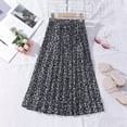 thumbnail image 5 of mgoYE Girls Floral Maxi Skirt Boho Flowy A-Line Summer Midi Skirt with Elastic Waist Size 11-12 Years Black, 5 of 6