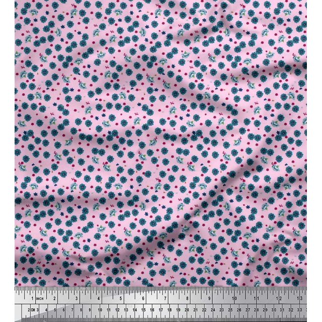 Soimoi Rayon Fabric Flower Artistic Printed Fabric 1 Yard 42 Inch Wide