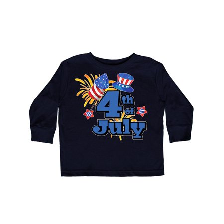 

Inktastic 4th of July with Stars Hat and Fireworks Gift Toddler Boy or Toddler Girl Long Sleeve T-Shirt