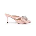 thumbnail image 3 of BLISSFUL STEP Women's Shoes Pointed Toe Sparkly Rhinestone Bow Stiletto Heels Mules Pink 7, 3 of 8
