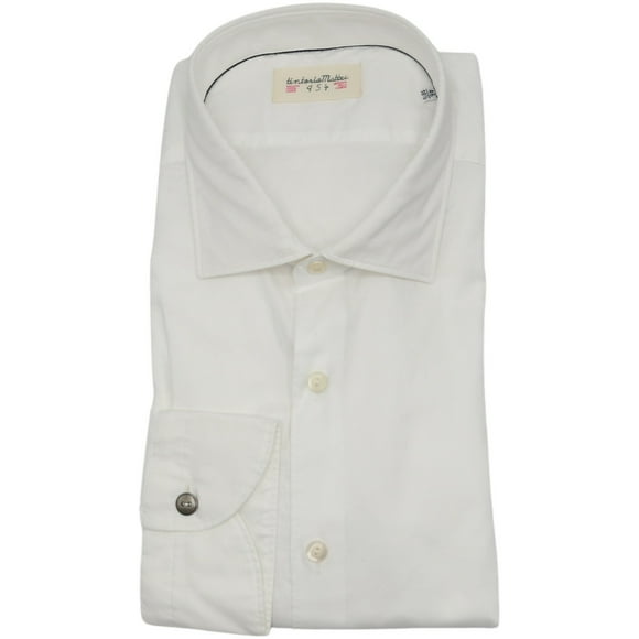Tintoria Mattei 954 Men's White Overdried Dress Shirt - 44-17.5 (Xl)