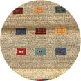 thumbnail image 1 of Ahgly Company Indoor Round Contemporary Dark Gold Brown Abstract Area Rugs, 3' Round, 1 of 6