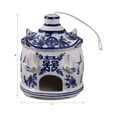 thumbnail image 3 of Round Bird Feeder for Garden or Yard Decor and Outside Display - Ceramic Hanging Bird House Design for Outdoor, Window or Floor - Decorative Bath Feeder for Garden Styling - 8", White & Blue, 3 of 11