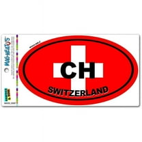 Switzerland Country Flag CH Euro Oval Swiss Flag Automotive Car Refrigerator Locker Vinyl Magnet