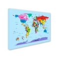 thumbnail image 4 of Childrens World Map by Michael Tompsett work, 22 by 32-Inch Canvas Wall Art, 4 of 4