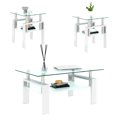 thumbnail image 6 of Newboti Furniture Set of 2, Modern Tempered Glass Tea Table Coffee Table End Table, Square Table for Living Room, Transparent/White 09215, 6 of 14