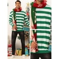 thumbnail image 4 of Unique Bargains Men's Striped Crew Neck Pullover Color Block Sweatshirts XL Green White, 4 of 6