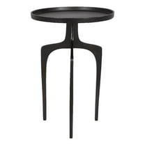 Bowery Hill Contemporary Aluminum Accent Table with Round Top in Dark Brown