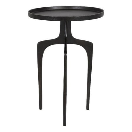 Bowery Hill Contemporary Aluminum Accent Table with Round Top in Dark Brown