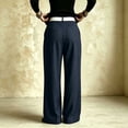 thumbnail image 3 of CaComMARK PI Women's Baggy Casual Dress Pants Lightweight Pleated Wide Leg Pants Loose Relaxed Fit Trousers Navy, 3 of 8