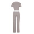 thumbnail image 4 of Camisas de Manga Corta para las Mujeres Fallow Blusa de Color Sólido con Set de Pantalones de Bolsillo, Cuerda de Dibujo de Cintura Elástica para el Uso Casual de Verano, 4 of 5
