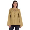 thumbnail image 1 of Moomaya Tunique Col Mandarin pour Femmes Manches Longues Été Coton Uni, 1 of 7