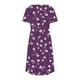 thumbnail image 4 of Hvot&aat Womens Summer Dress Floral Print Casual Short Sleeve Dress with Pockets A-Line Swing Dress for Beach or Daily Wear, 4 of 7