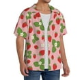 thumbnail image 2 of Uemuo Strawberries Pattern Cotton Linen Short Sleeve Shirts,Casual Lightweight Button Down Shirts,Vacation Beach Summer Tops-Small, 2 of 7