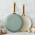thumbnail image 3 of GreenPan 2-Piece Fry Pan Set, 10" & 12", Ceramic Nonstick, Oven Safe, Dishwasher Safe, Moss, 3 of 12