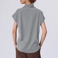 thumbnail image 6 of HAJWOH Women's Half Turtleneck Sleeve T-Shirt Solid Color Mock Neck Dolman Short Sleeve Top Casual Fashion Loose Shirt, 6 of 6