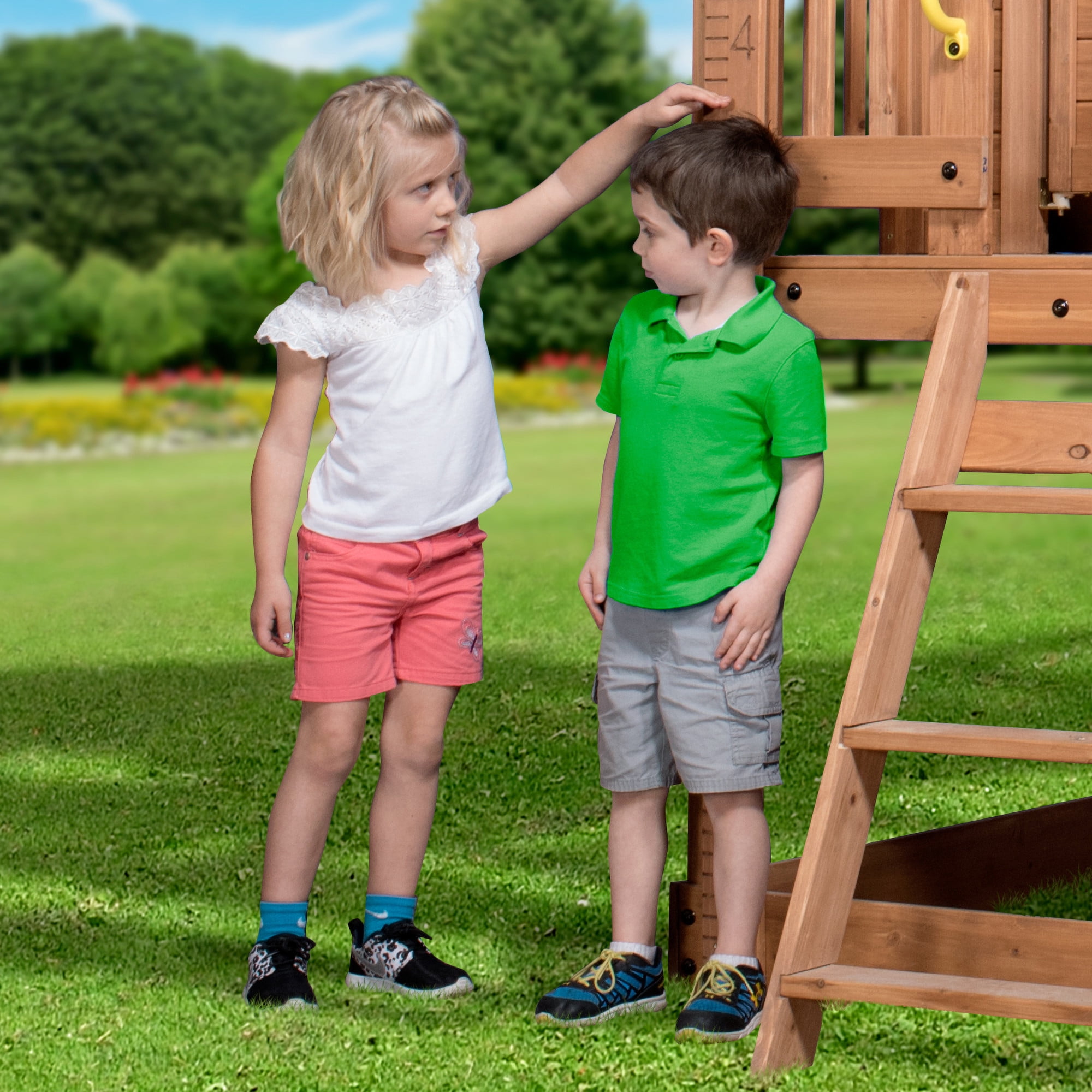 Backyard Discovery Scenic Heights Outdoor Wooden Playhouse Walmart