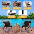 thumbnail image 3 of PROHIKER 3-Piece Patio Furniture Set, Rattan Outdoor Seating Furniture with Wicker Chair, Glass Tabletop and Waterproof Cushions for Backyard, Garden, Bistro, Front Prch, Yellow/Black, 3 of 8