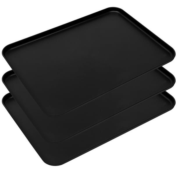 GOOHOCHY Bandeja para servir de 3 piezas, bandeja para servir para fiestas, bandeja para postres, bandeja rectangular de paja de trigo para fiestas.