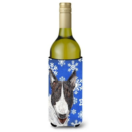 

Caroline s Treasures SC9603LITERK Bull Terrier Winter Snowflakes Wine Bottle Hugger Wine Bottle multicolor