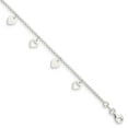 thumbnail image 5 of 925 Sterling Silver Polished Hearts Plus 1in Ext. Chain Anklet Valentine Day Gift for Women 9", 5 of 8