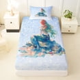 thumbnail image 3 of Feelyou Dreamy Fairy Mermaid Princess Twin Sheet Sets for Kids Boys Girls, Glitter Starry Sky Stars Bedding, Blue, 3 Pieces, 3 of 5