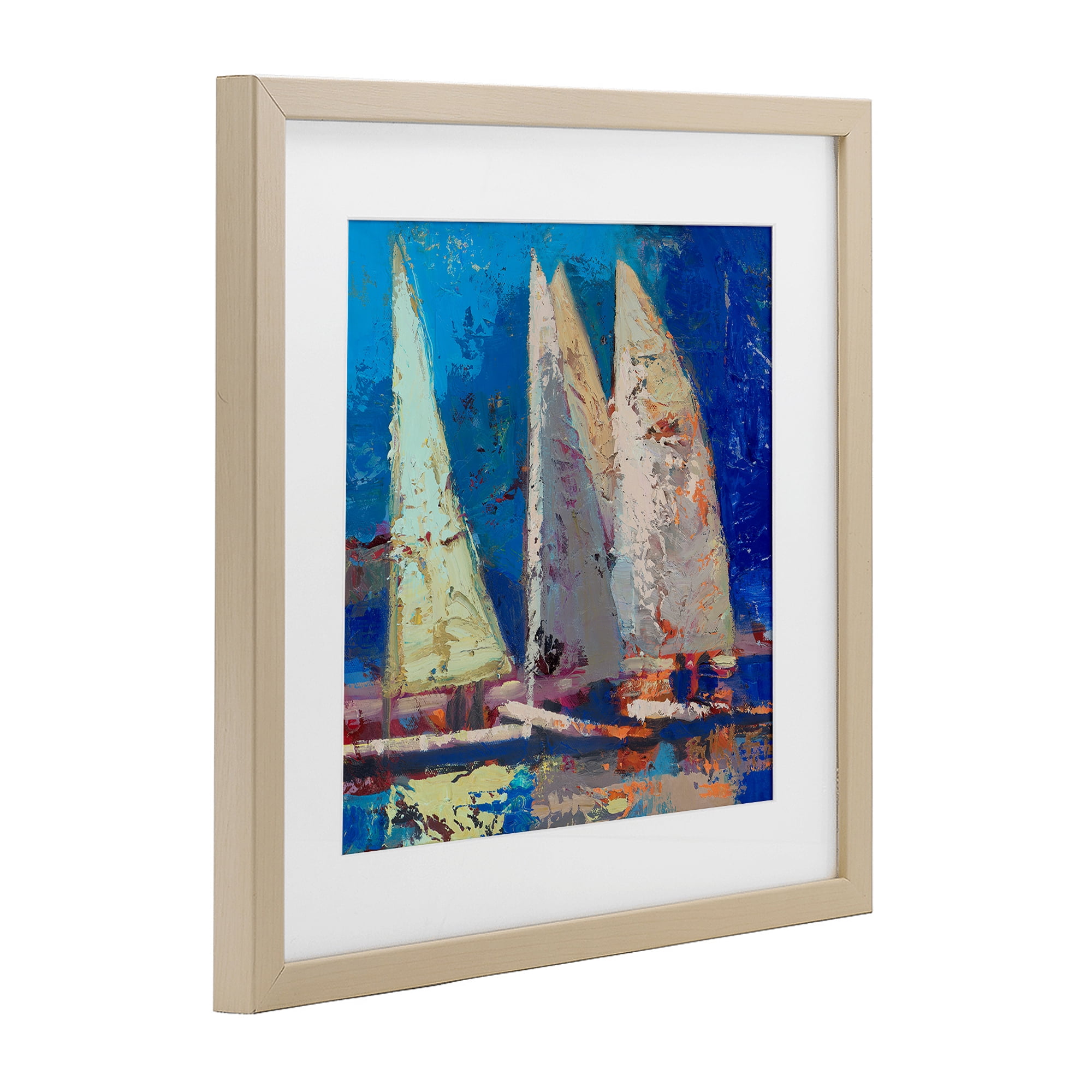 Stupell Industries A Strong Wind Sailboats Birch Framed Print Under Glass, design by Beth A. Forst