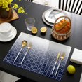 thumbnail image 3 of Morocco Blue Gradient Placemats Set of 4, Geometric Modern Simple Check Placemats for Dining Table, Place Mats for Kitchen Tabletop, Waterproof Wipeable Dining Table Mats Set, 3 of 9