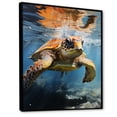 thumbnail image 2 of Designart "Ethereal Underwater Turtle Meeting I" Animals Turtle Floater Framed Wall Decor, 2 of 5
