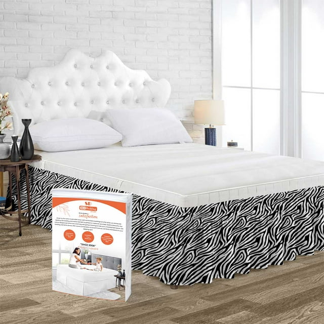 SGI Bedding 18 Inch Wrap Around Bed Skirt | Microfiber Bed Skirt | Fade Resistant, Wrinkle Free, Anti-static, Decorative, Extra Storage Space, Clutter-Free | Full, Zebra Print