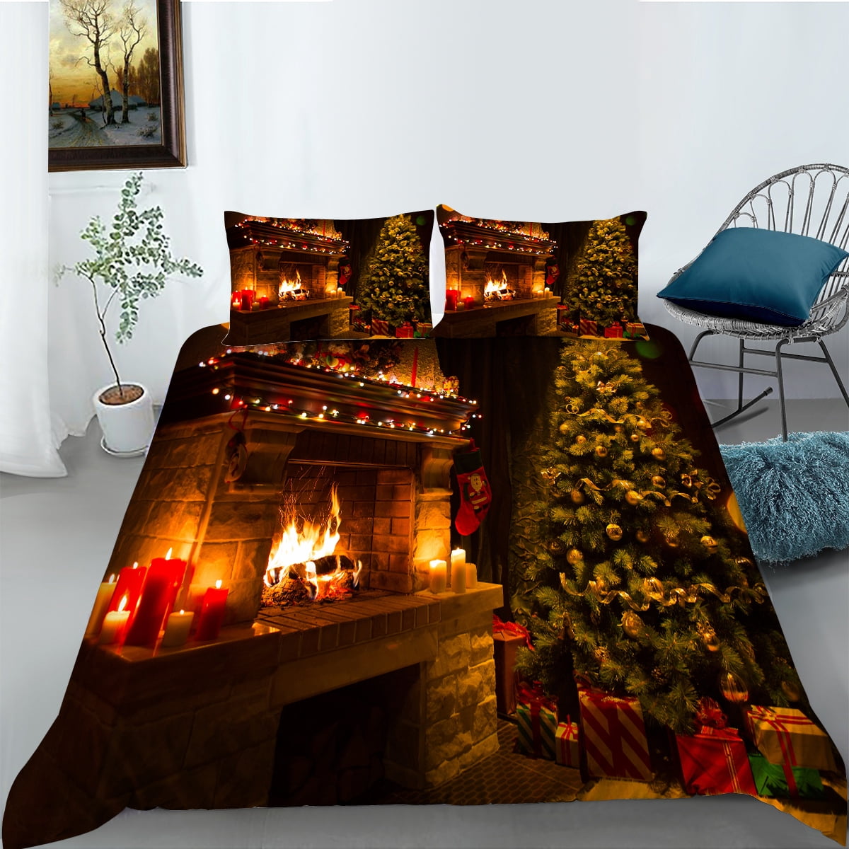 Luxury Bedding Cover Sets High Quality Home Textiles Merry Christmas Printed Duvet Covers,King