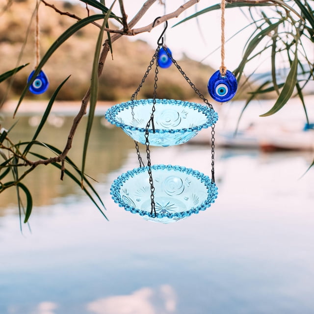 LABSERRON Garden Bird Feeders Tree Hanging Bird Feeder Blue PP 1Pack