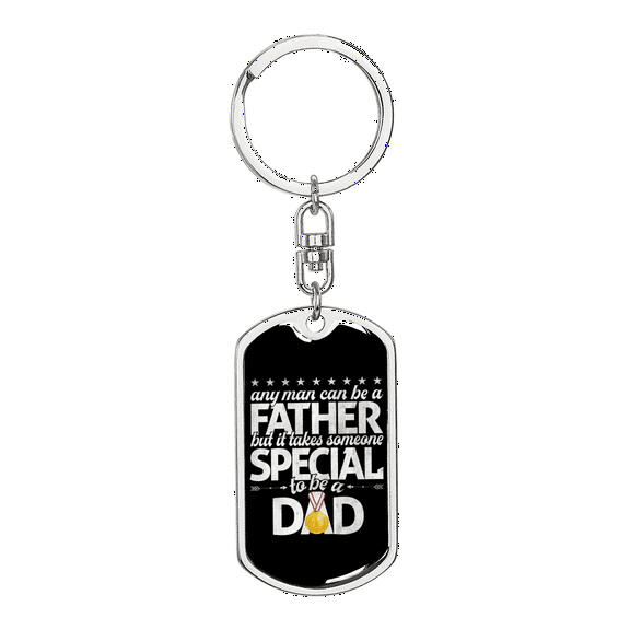 Father Special Dad Swivel Keychain Dog Tag Stainless Steel or 18k Gold