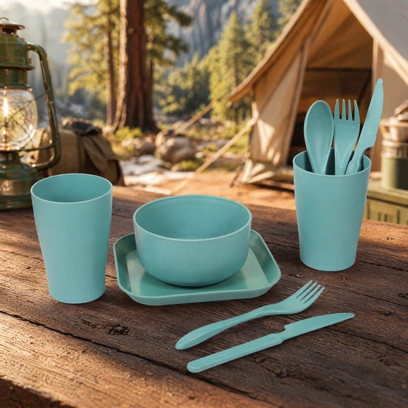 Raindrops 1 Set Unbreakable Tableware Set with Cup, Spoon, Fork & - Dinnerware for Travel & Outdoor Use
