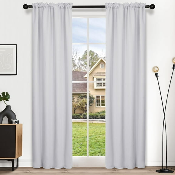 Deconovo White Room Darkening Curtains for Living Room, 2 Panels, Thermal Insulated Rod Pocket Window Treatments, 38" x 84"
