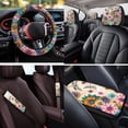 thumbnail image 4 of KUIFORTI Bohemian Flowers Car Seat Covers 14 Pieces with Auto Center Console Armrest Pad Steering Wheel Cover Seat Belt Pads Cars Headrest Covers Washable for Cars SUV Sedans, 4 of 7
