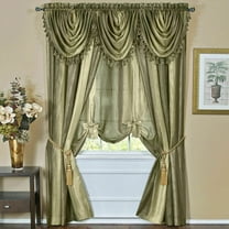Royal Ombre Crushed Semi Sheer Complete 6 Pc. Window Curtain & Valance Set - Sage