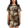 thumbnail image 1 of Balery Regal Dog In Royal Attire Conjunto de Pijama para Mujer con Estampado, Dos Piezas de Manga Corta y Shorts, Ropa de Dormir Suave con Cuello Redondo y Bolsillos-Small, 1 of 6