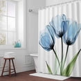 thumbnail image 5 of Abstract Blue Tulip Fabric Shower Curtain Flowers Leaf Plant Washable Shower Curtains for Bathroom, Waterproof Bath Curtain with Hooks Home Decor 36x72in, 5 of 8