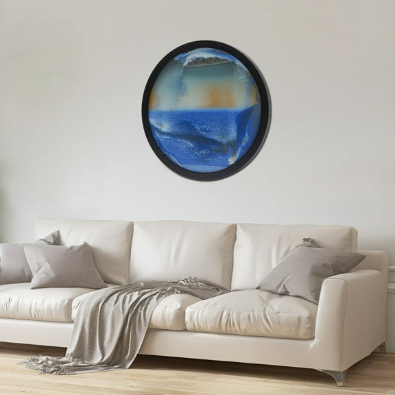 TFCFL 17.3in Nordic Style Moving Sand Art Picture Wall Decoration Wall Mounted Round Hanging Art Decor For Living Room